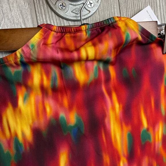 WeWoreWhat Cut Out Midi Skirt in Spicy Orange Fire Tie Dye L NWT - Picture 7 of 9